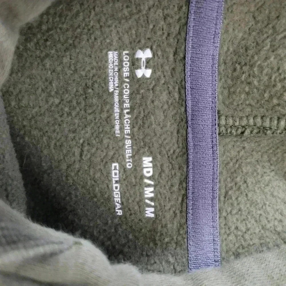 Under Armour Sweatshirt Hoodie Loose Cold Gear Men’s Medium Green Camo Hunting - Picture 4 of 6